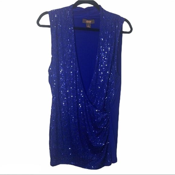 Victor Alfaro blue sequence top - Picture 1 of 10